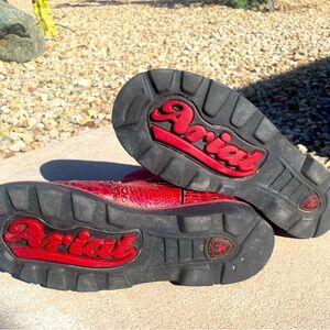 Ariat Fat Baby Red Alligator Print Cowgirl Western Boot Red Suede sz 9.5